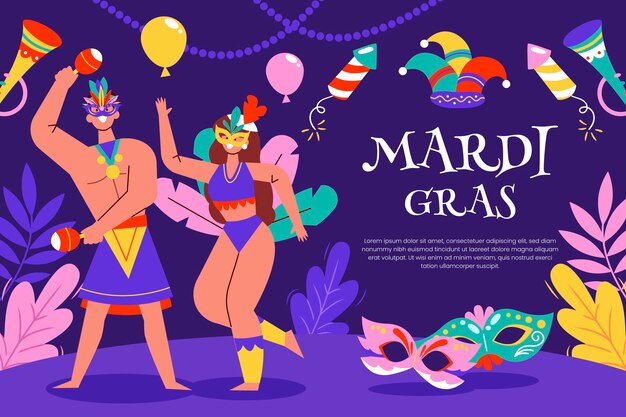 Vetor grátis fundo plano de celebração do festival de mardi gras