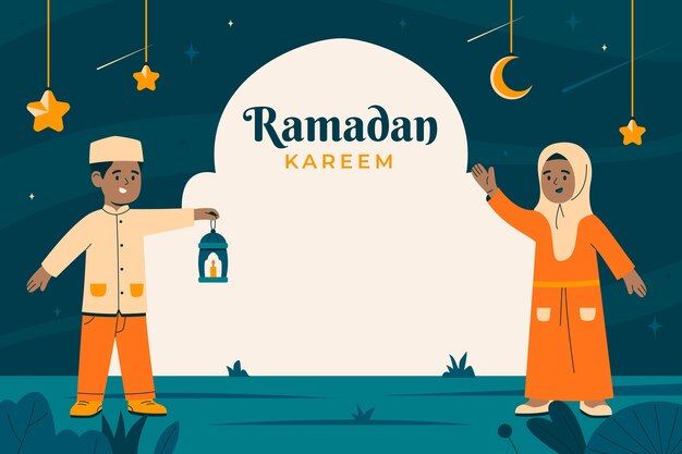 Vetor grátis fundo plano de celebração do ramadã