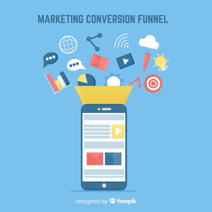 Vetor grátis fundo plano de conversão de marketing
