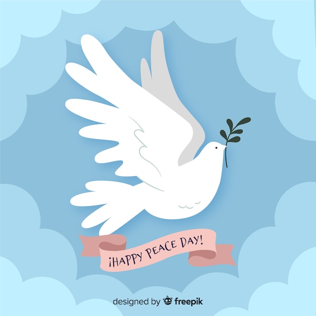 Fundo plano de dia de paz com pomba