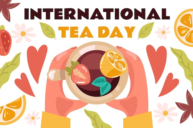 Vetor grátis fundo plano de dia internacional do chá