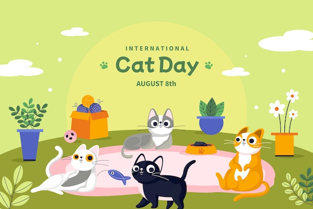 Fundo plano de dia internacional do gato