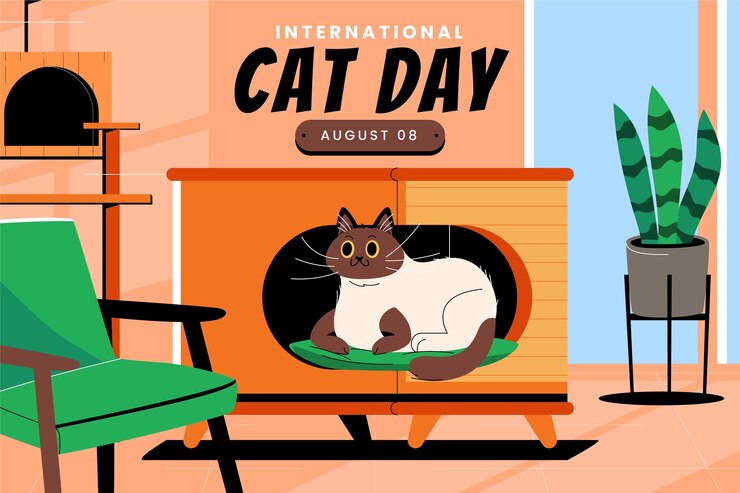 Vetor grátis fundo plano de dia internacional do gato