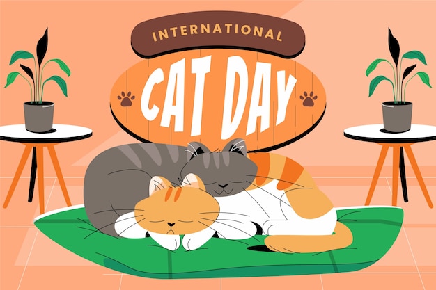 Vetor grátis fundo plano de dia internacional do gato