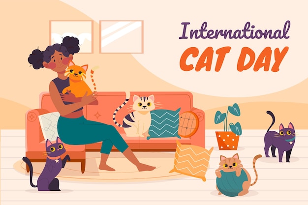 Fundo plano de dia internacional do gato