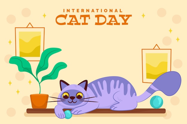 Fundo plano de dia internacional do gato