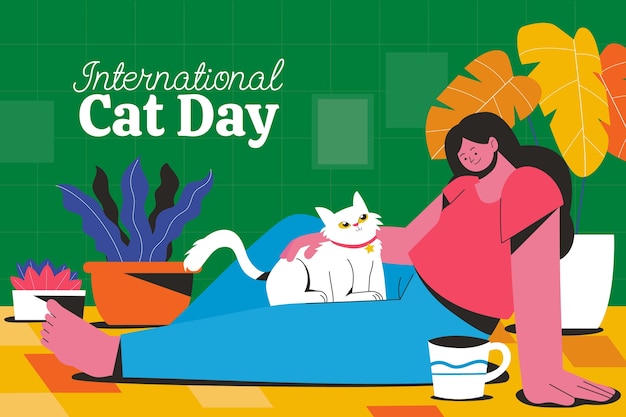 Fundo plano de dia internacional do gato