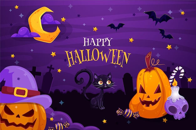 fundo plano de halloween desenhado à mão