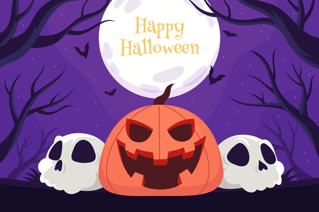 Fundo plano de Halloween desenhado ?