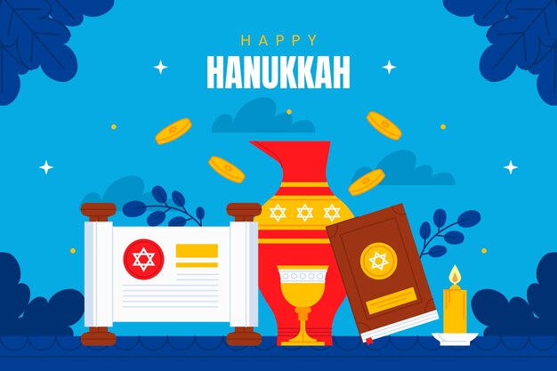 Vetor grátis fundo plano de hanukkah