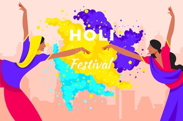 Vetor grátis fundo plano de holi