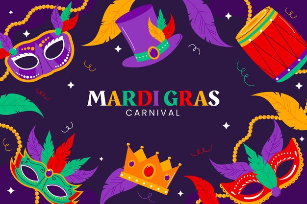 Vetor grátis fundo plano de mardi gras