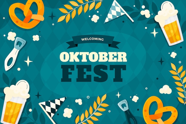 Fundo plano de oktoberfest desenhado à mão