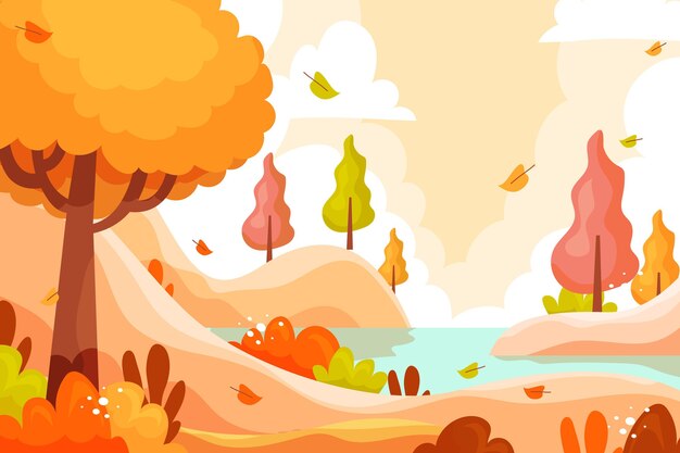 Fundo plano de outono desenhado à mão