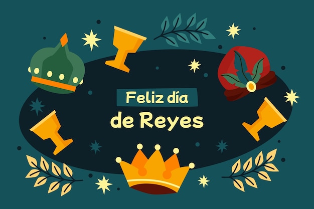 Vetor grátis fundo plano de reyes magos