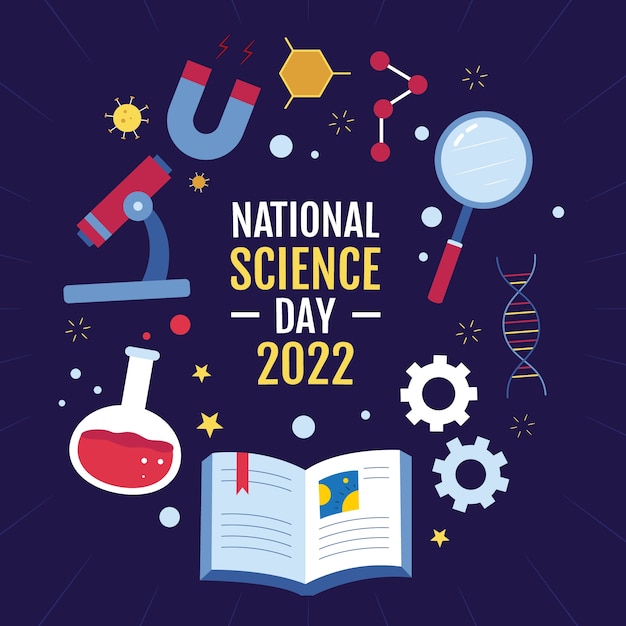 Vetor grátis fundo plano do dia da ciência nacional