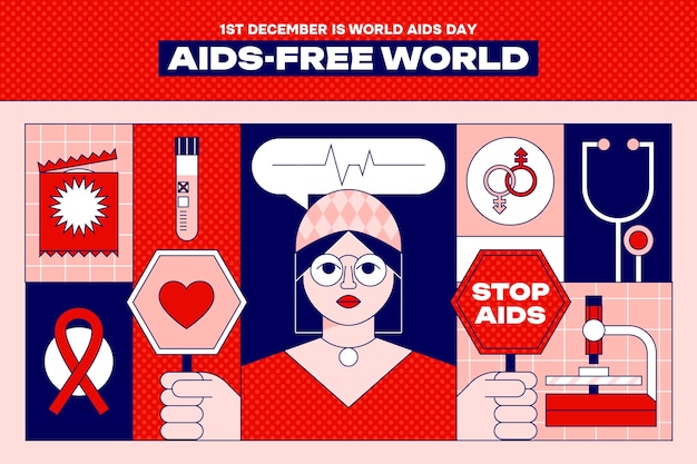 Vetor grátis fundo plano do dia mundial da aids