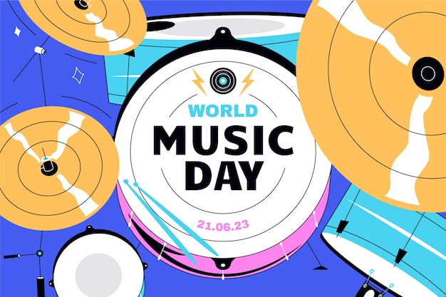 Vetor grátis fundo plano do dia mundial da música