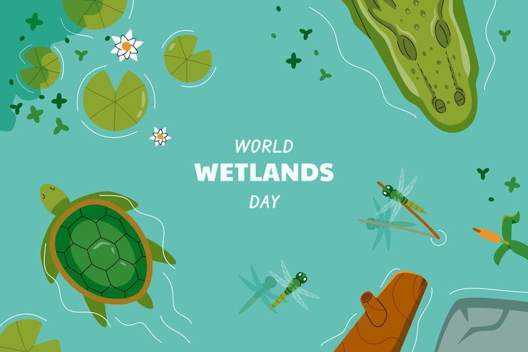 Vetor grátis fundo plano do dia mundial das zonas húmidas