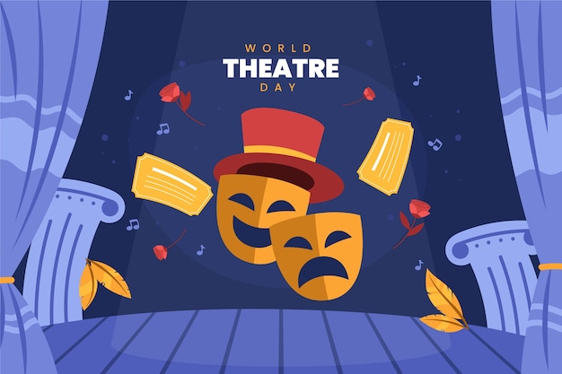 Vetor grátis fundo plano do dia mundial do teatro