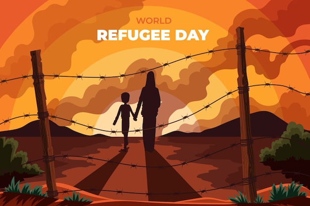 Vetor grátis fundo plano do dia mundial dos refugiados