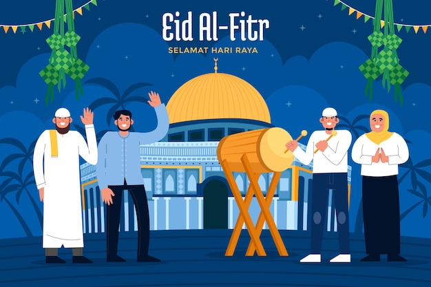 Vetor grátis fundo plano eid al-fitr