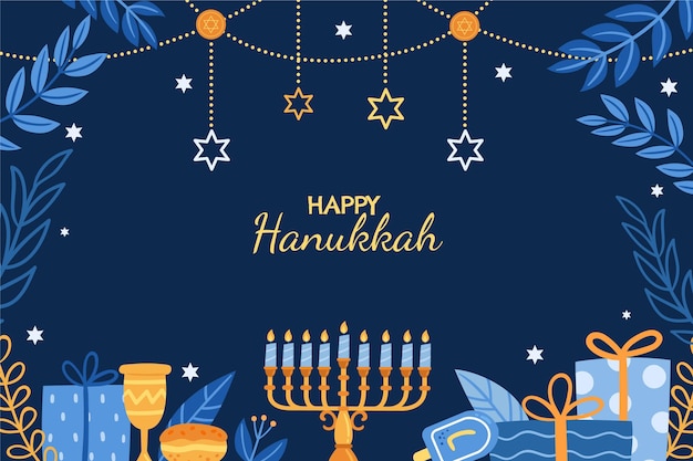 Vetor grátis fundo plano hanukkah desenhado à mão