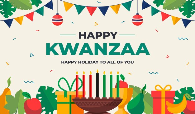 Fundo plano kwanzaa desenhado à mão