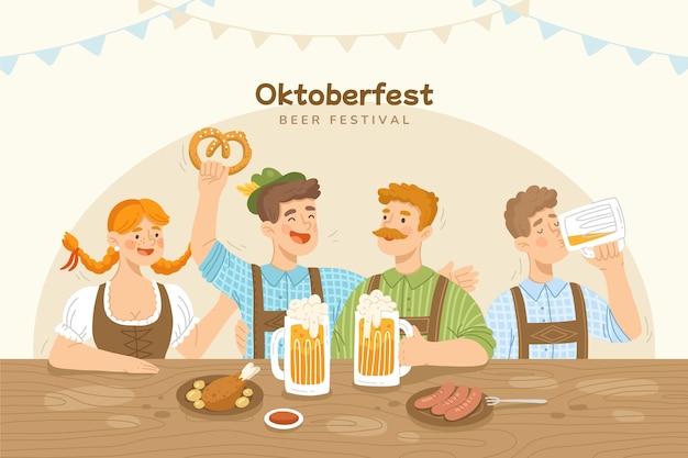 Vetor grátis fundo plano mais oktoberfest