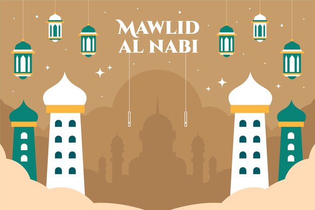 Vetor grátis fundo plano mawlid al nabi