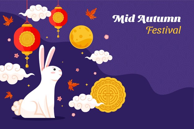 Fundo plano para a celebração chinesa do festival do meio do outono