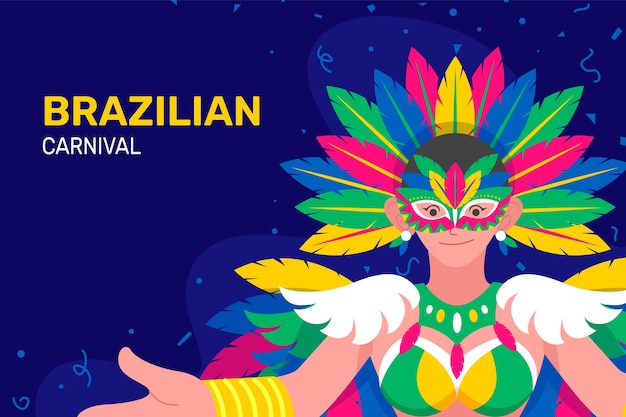 Vetor grátis fundo plano para a celebração do carnaval brasileiro