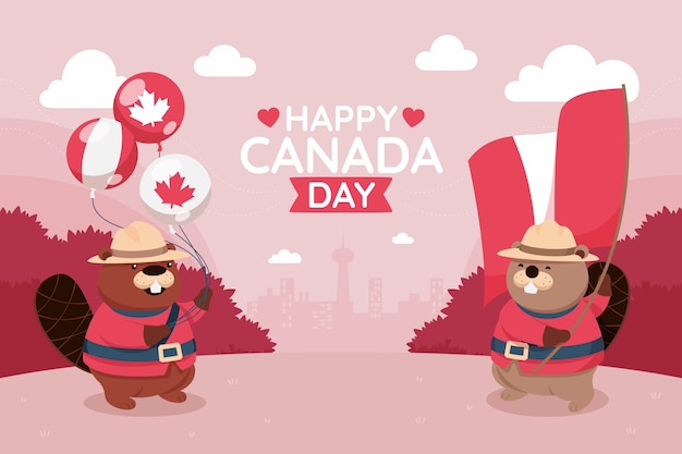 Vetor grátis fundo plano para a celebração do dia do canadá