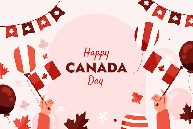 Vetor grátis fundo plano para a celebração do dia do canadá