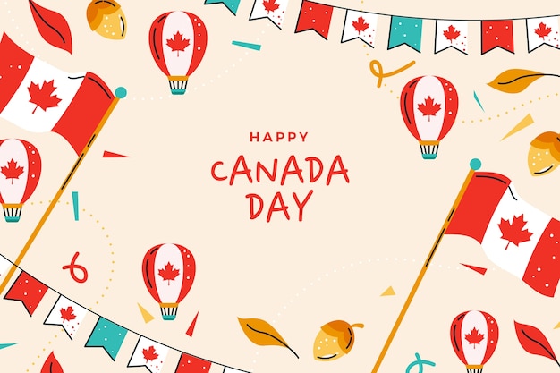 Vetor grátis fundo plano para a celebração do dia do canadá