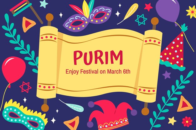 Fundo plano para a celebração do feriado de purim