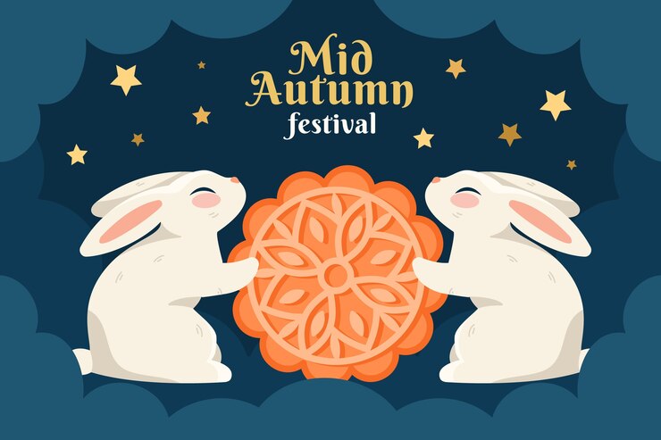 Vetor grátis fundo plano para a celebração do festival chinês de meados do outono