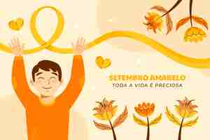 Vetor grátis fundo plano para a conscientização do mês brasileiro de prevenção do suicídio