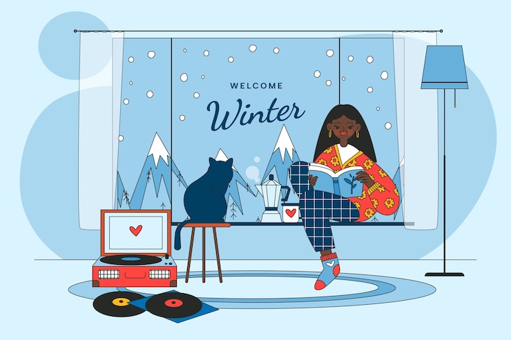 Vetor grátis fundo plano para a temporada de inverno