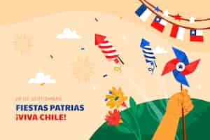 Vetor grátis fundo plano para as celebrações chilenas das fiestas patrias