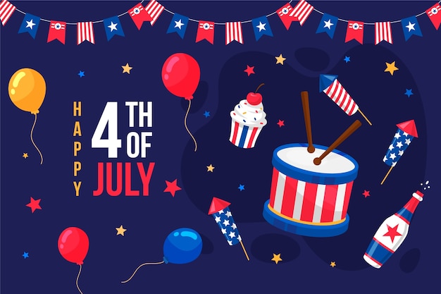 Vetor grátis fundo plano para celebração americana de 4 de julho
