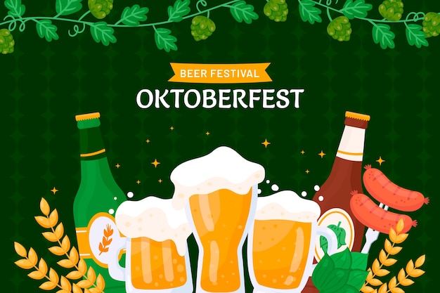 Vetor grátis fundo plano para celebração da oktoberfest