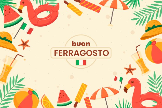Fundo plano para celebração de verão italiano ferragosto
