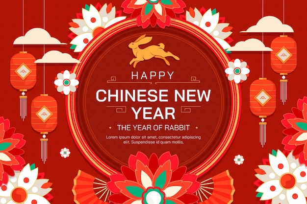 Vetor grátis fundo plano para celebração do ano novo chinês