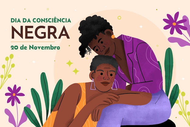 Vetor grátis fundo plano para celebração do dia da consciência negra brasileira