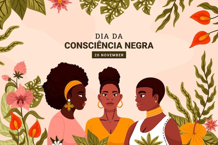 Vetor grátis fundo plano para celebração do dia da consciência negra brasileira