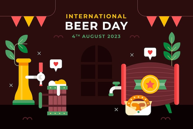 Vetor grátis fundo plano para celebração do dia internacional da cerveja