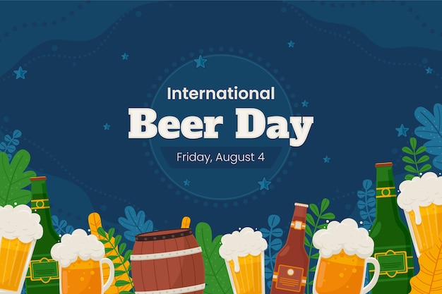 Vetor grátis fundo plano para celebração do dia internacional da cerveja