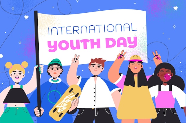 Fundo plano para celebração do dia internacional da juventude