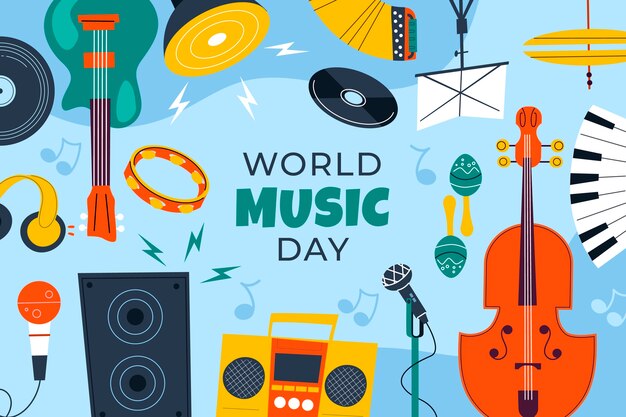 Fundo plano para celebração do dia mundial da música